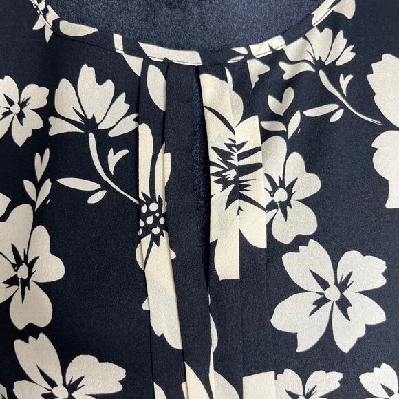 THE LIMITED Black & Beige Floral Sleeveless Blouse Keyhole Neckline Top - Picture 4 of 8